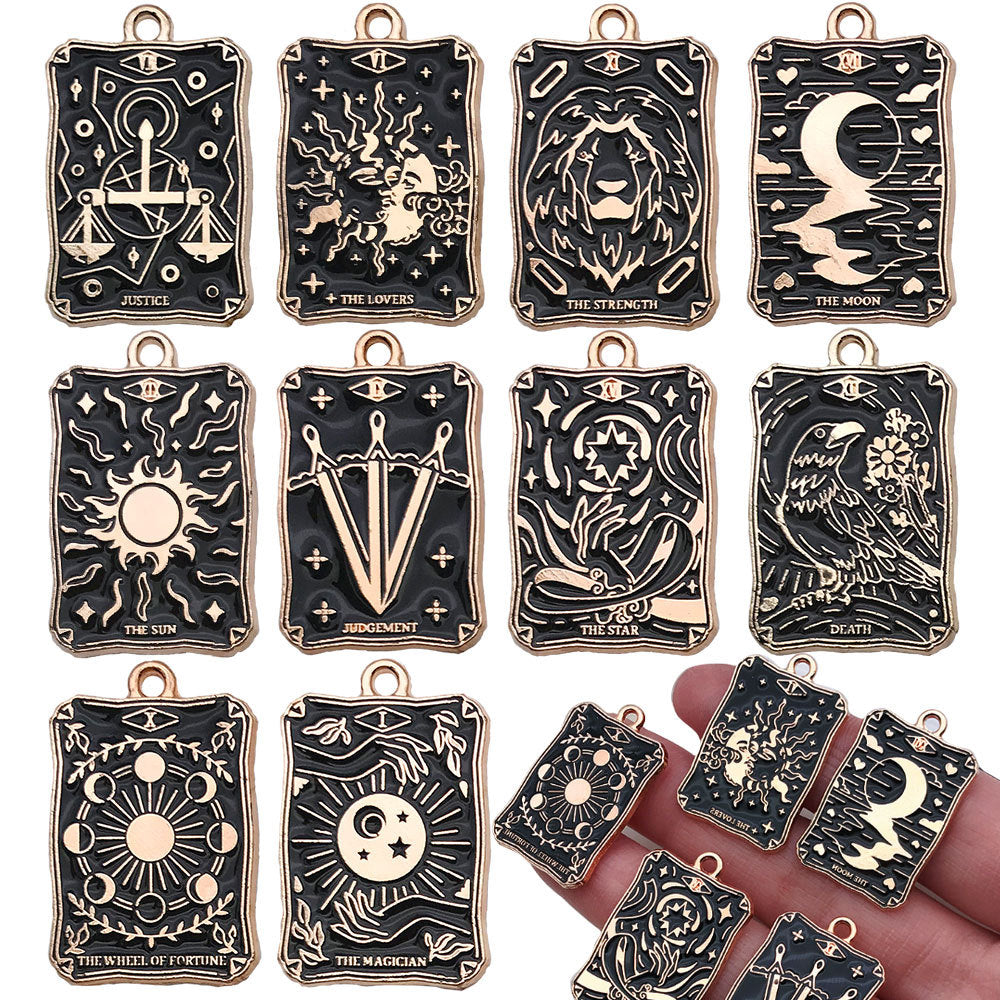 Vintage Zinc Alloy Dark Tarot Card Charm Pendants for DIY Necklace Earrings Keychain