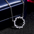 Silver Tone Crystal Open Circle Wreath Pendant Necklace view 2