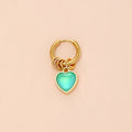 Gold Hoop Pearlized Heart Charm Earrings 3 Colors Single view 5