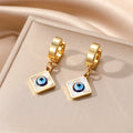 Gold Huggie Hoop Evil Eye Drop Earrings 7 Shape Styles view 3