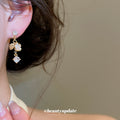 Gold Floral Crystal Pearl Drop Earrings With Gold-Tone Settings view 4