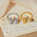 Open Ball Ring With Pave Sphere And Beads Gold Or Steel view 2