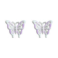 Silver Openwork Butterfly Stud Earrings Lilac Enamel view 5