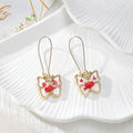 Gold Tone Butterfly Pressed Flower Drop Earrings in Six Designs view 5