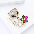 Multicolor Crystal Fox Brooch With Faceted Crystals And Polished Metal Details view 4