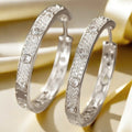 Openwork CZ Hoop Earrings Gold or White Gold Metal Pair view 2