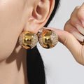 Hollow Hemisphere Zircon Necklace Ring Stud Jewelry Set view 4