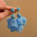 Fabric Flower Drop Earrings in Four Bright Colors Fashion Jewelry view 8