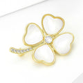 Gold Four Leaf Clover Brooch White Mother Of Pearl Leaves view 2
