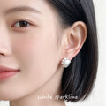 Matte Silver Apple Stud Earrings Floral Gold Center Accents view 2