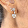 Butterfly and Heart Crystal Drop Earrings in Two Tones view 3