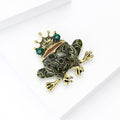 Crowned Green Mosaic Frog Brooch With Emerald Crystal Eyes view 4