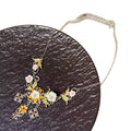 Floral Branch Statement Necklace With Green and Amber Accents view 5