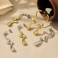 Elongated Oval Drop Earrings in Gold Silver and Two Tone view 4