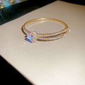 Clear Crystal Bow Center Open Cuff In Gold Or Silver Tone view 7