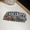 Multicolor Crystal Flower Drop Earrings And Wide Bracelet view 8