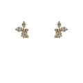 Gold Tone Mini Clear Stone Ice Flower Stud Earrings view 5