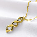 Twisted Spiral Three-Stone Pendant Necklace Three Tones view 3