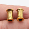 Two Finish Ribbed Spool Large Hole Bead Metal Jewelry Making Component view 3