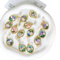 Gold Frame Floral Pearl Stud Drop Earrings Seven Styles view 5