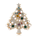 Multicolor Crystal And Pearl Christmas Tree Brooch view 5