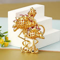 Pair of Pink Jeweled Flamingo Keychains with Gold Tone Hardware view 2