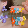 Colorful Enamel Flower Drop Stud Earrings Fashion Jewelry view 1