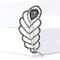 Hollow Leaf Rhinestone Brooch Teardrop Center Four Colors view 3