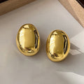 Polished Oval Dome Stud Earrings Gold Silver Mirror Finish view 6