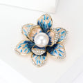 Layered Enamel Flower Brooch with Pearl Center Decorative Clothing Pin view 4