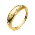 Star And Clear Stone Domed Band Ring In Polished Gold Tone view 5