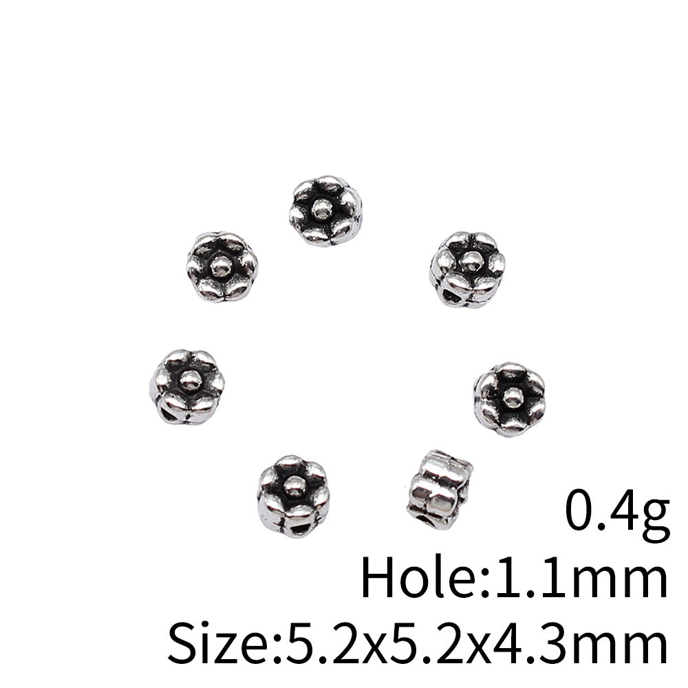 5.2x5.2x4.3mm 0.4g Antique Silver Zinc Alloy Flower Small Hole Spacer Beads for DIY Bracelet Jewelry
