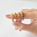 Gold Five-Stone Bezel Zircon Band Ring Sizes 6 to 8 view 4