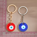 Gold and Silver Tone Round Enamel Evil Eye Split Ring Keychains view 5