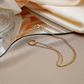 Gold Tone Irregular Double Ring Pendant Fine Chain Necklace view 3