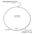 Shell Pearl Clover Link Necklace Bracelet Gold Steel Styles view 7
