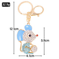 Rhinestone Mouse Keychain Gold Metal Cartoon Animal Charm view 2