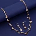 Black Silver Tone Lock Crystal Two Designs Metal Necklace and Earring Set view 2