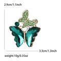 Double Butterfly Crystal Brooch in Purple and Green view 7