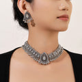 Five Color Ornate Choker Necklace and Earring Sets view 8