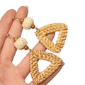 Woven Rattan Drop Earrings in Triangle and Round Shapes view 5