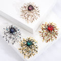 Branching Crystal Flower Brooch in Four Gem Colors view 1