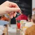 Red Carrot Charm Keychain Green Top Silver Ring Chain view 3