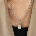 Layered Face Plaque Pearl Necklace Gold Steel Multi Chain view 7