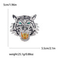 Roaring Tiger Head Brooch in Silver or Gold Tone Crystals view 6