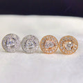 Round Crystal Halo Stud Earrings in Three Metal Tones view 1