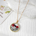 Gold Bezel Dried Flower Resin Pendant Necklaces Crushed Stone view 4