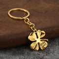 Antique Silver Four Leaf Clover Good Luck Alloy Keychain Pendant