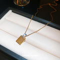 Gold Destiny Soul Mate Square Pendant Crystal Bead Necklace view 2