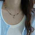 Beaded Star Pendant Necklace or Gold Disc Station Chain view 4